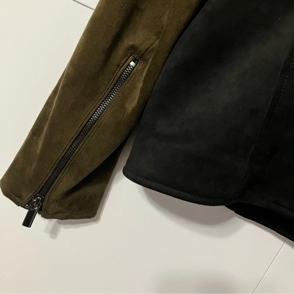 Kut from the Kloth Black and Brown Zip Polyester Suede Woman’s M Stylish Jacket - Picture 12 of 12